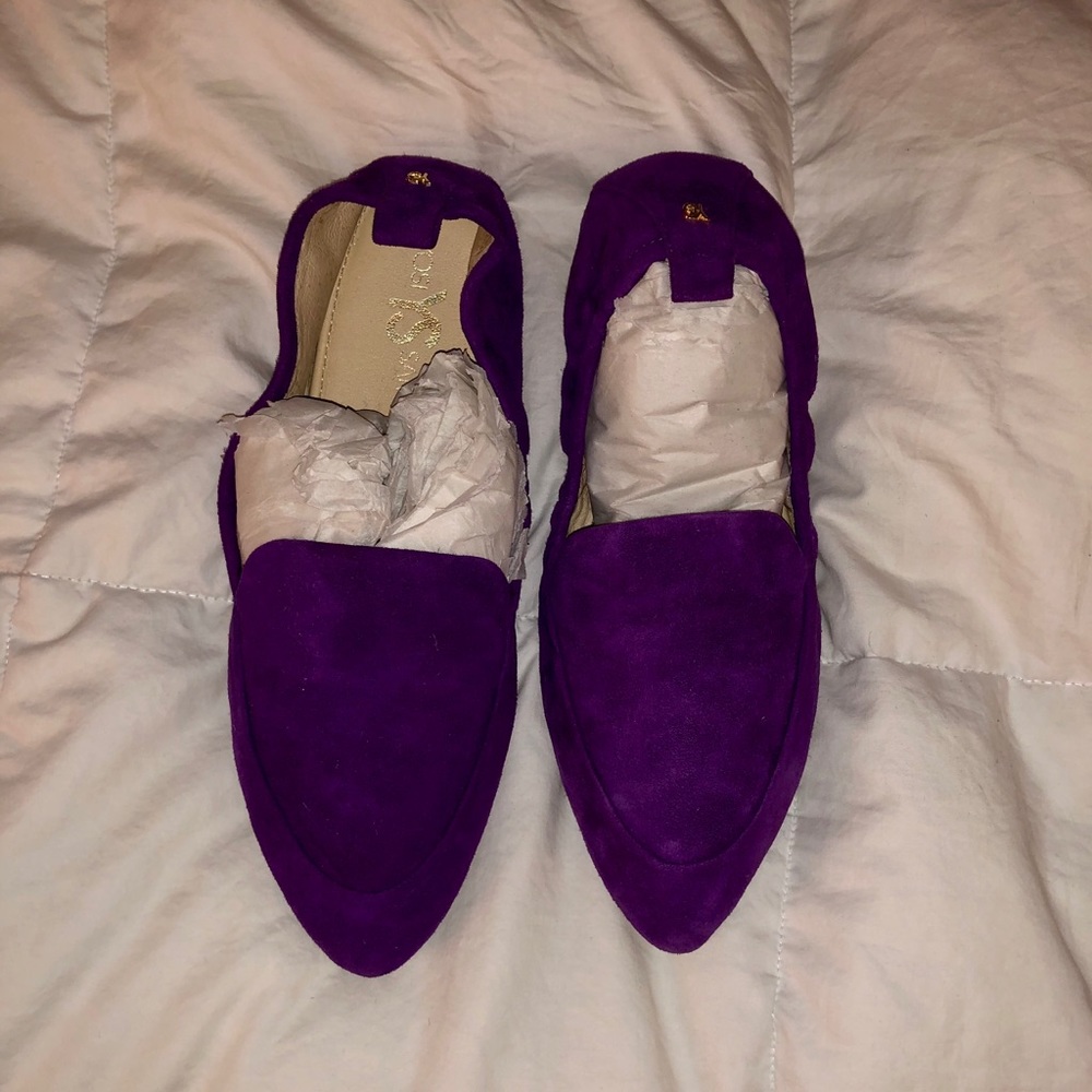BNWT Yosi Samra Pointed Suede Flats Purple Sz 6